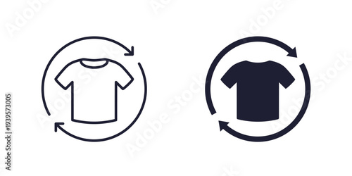 recycling clothes icons with t-shirt and arrows