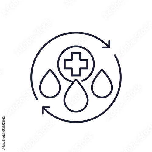 rehydrate, rehydration medicine line icon
