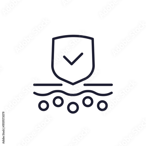 skin barrier line icon with shield