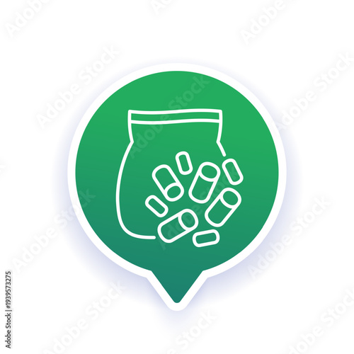 wood pellets bag icon, line vector design
