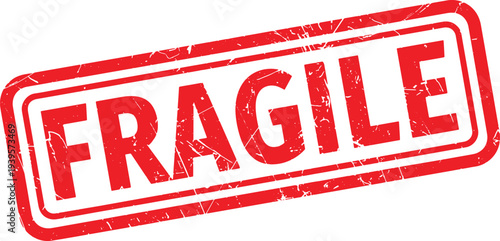 FRAGILE red rubber stamp text
