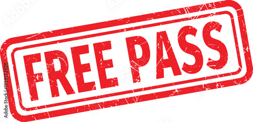 FREE PASS red rubber stamp text