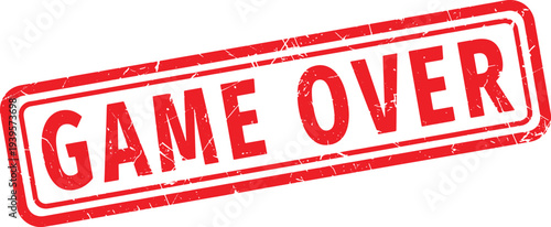 GAME OVER red rubber stamp text