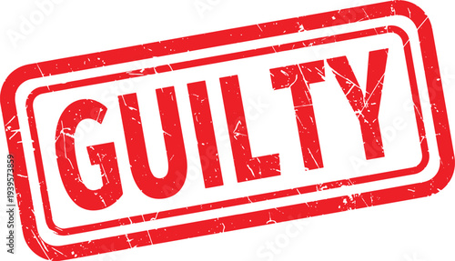 GUILTY red rubber stamp text