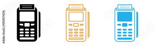 Payment terminals in black orange and blue