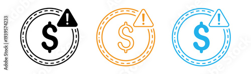 Financial icons with dollar sign and road