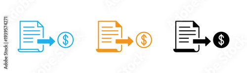 Payment and document icons in blue orange and black