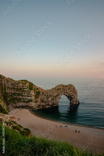 Dorset Coastline during sunset. Durdle Door, Dorset, UK