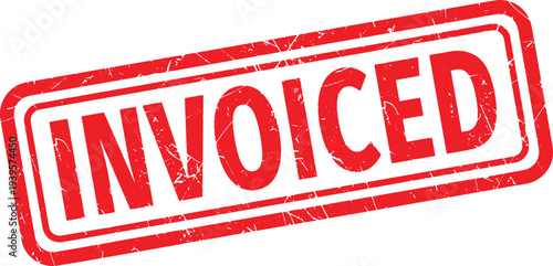INVOICED red rubber stamp text