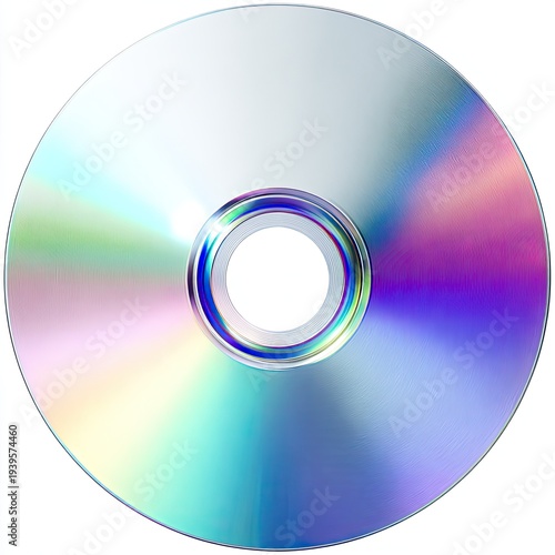 Circular disc reflecting rainbow spectrum, with central hole