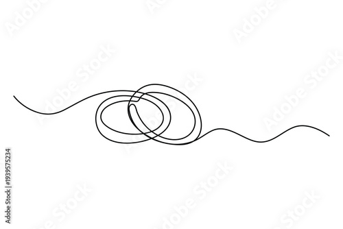 Continuous one line drawing of wedding rings and engagement ring minimalist illustration
