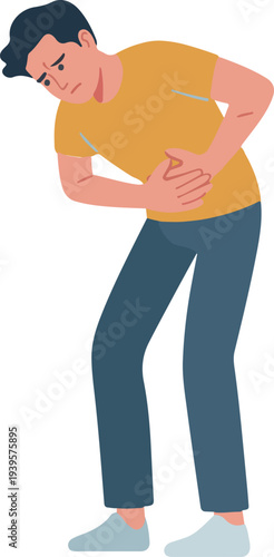 Man suffering from stomach pain illustration