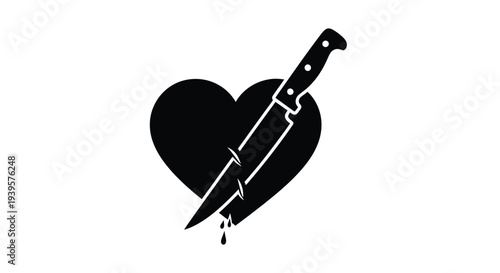 A broken heart pierced by a knife a painful visual silhouette