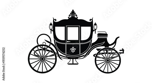 Elegant vintage carriage illustration detailed design with a black silhouette