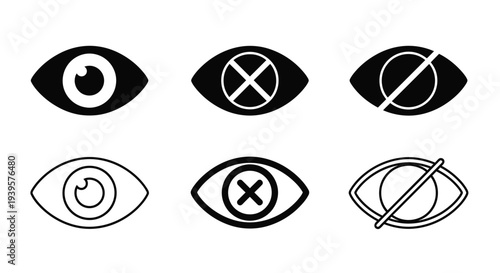 A collection of black eyes with varied symbols a striking silhouette