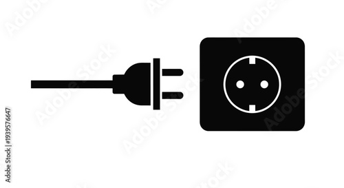 Black plug and socket depiction a minimalist power connection silhouette