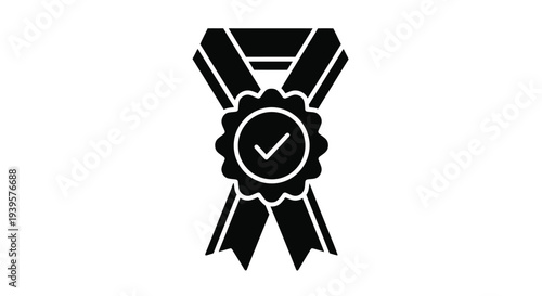 Black ribbon and circular seal graphic a quality assurance silhouette