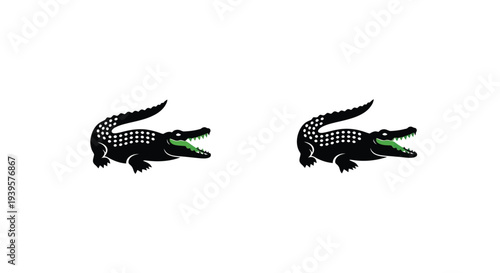 Two lacoste crocodile logos displayed against a plain white background silhouette