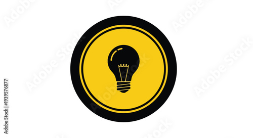 A simple black and yellow lightbulb icon on a white background with a circular shape.