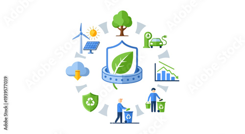 Comprehensive Environmental Protection and Sustainability Cycle: Renewable Energy, Electric Vehicles, Recycling, and Waste Management