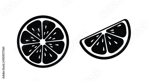 Black and white citrus fruit slices in a bold silhouette
