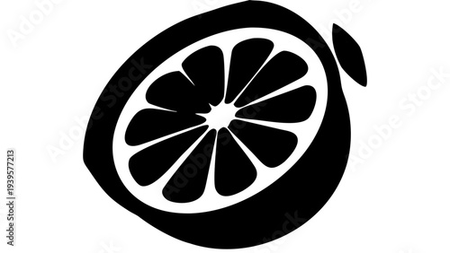 orange black silhouette icon, citrus fruit silhouette, transparent background