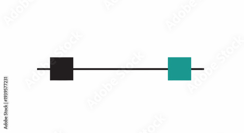 Black and Teal Squares Connected by Line.