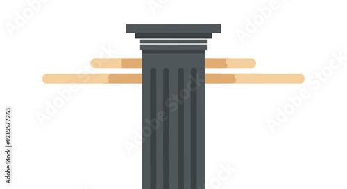 Black Pillar with Capital and Base Illustration.