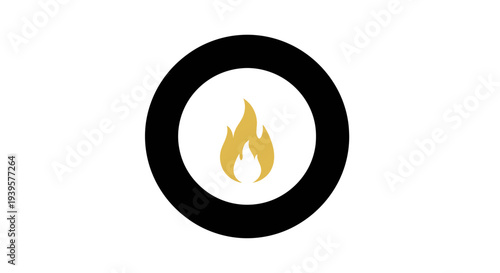 Black Circle with Yellow Flame Icon.