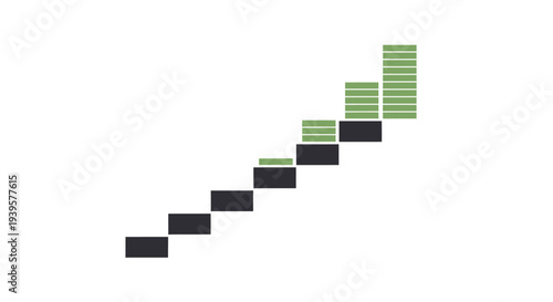 Green and Black Bar Graph Illustration.