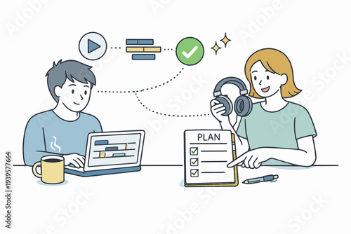 Creative team collaborating on video production workflow and planning