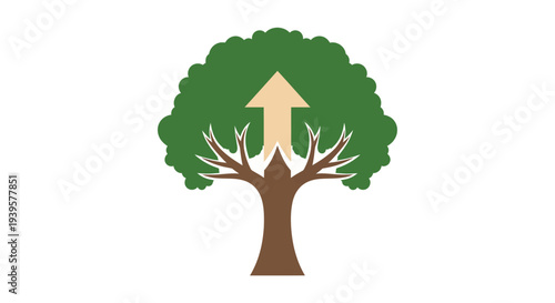 Green Tree with Arrow Graphic Illustration.