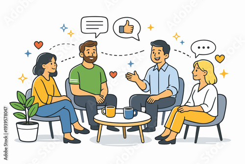 Group of diverse people collaborating and discussing ideas together