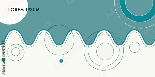 Abstract background with flowing lines circles and teal color scheme