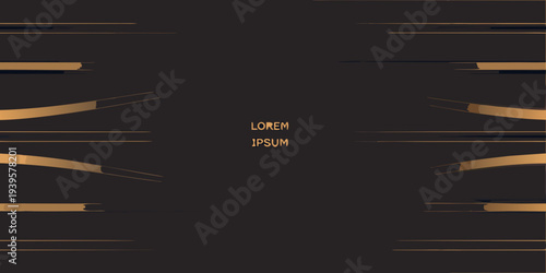 Abstract golden lines and shapes on a dark brown background