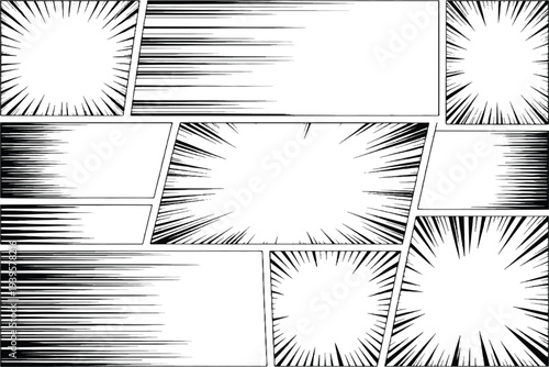 Manga Speed Lines and Action Effect Collection - Comic Book Radial and Horizontal Motion Lines for Dynamic Graphic Design