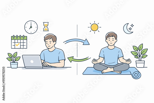 Person balancing work and relaxation for mental well-being and productivity