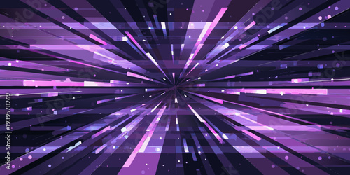 Abstract purple and blue geometric lines radiating from a central point