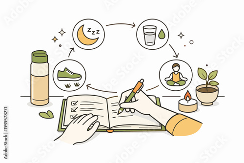 Maintaining a healthy lifestyle with daily routine, self-care, and wellness habits