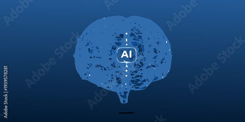 Artificial intelligence concept a brain scan with ai highlighted
