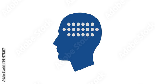 Human Head Silhouette with Brain Nodes.