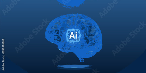 Artificial intelligence concept a brain outline with ai text inside