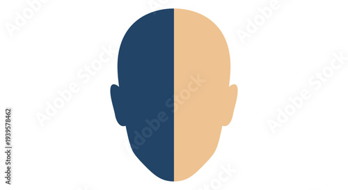 Human Head Silhouette with Dual Tones.