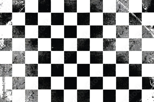 Grunge Checkerboard Pattern with Distressed Texture and Racing Flag Aesthetic