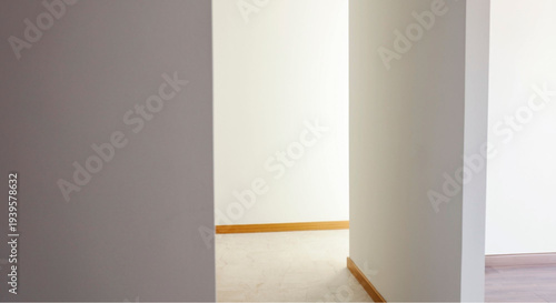 Modern interior design with minimalist hallway and natural light