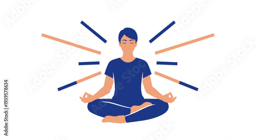 Man Meditating in Lotus Position with Aura.