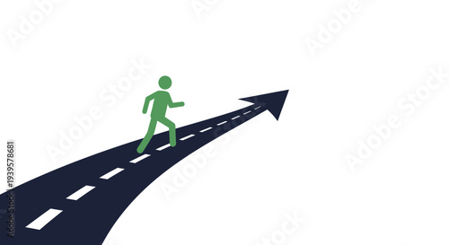 Man Running on Road with Arrow.