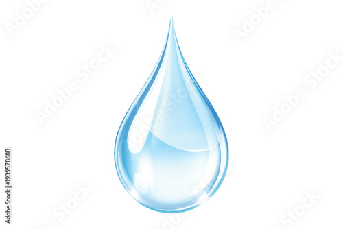 Single Blue Water Drop Vector Illustration Isolated on White Background.