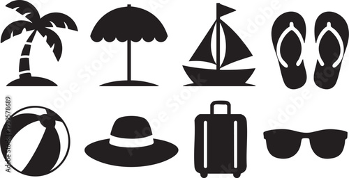Summer Beach Vacation Icon Set