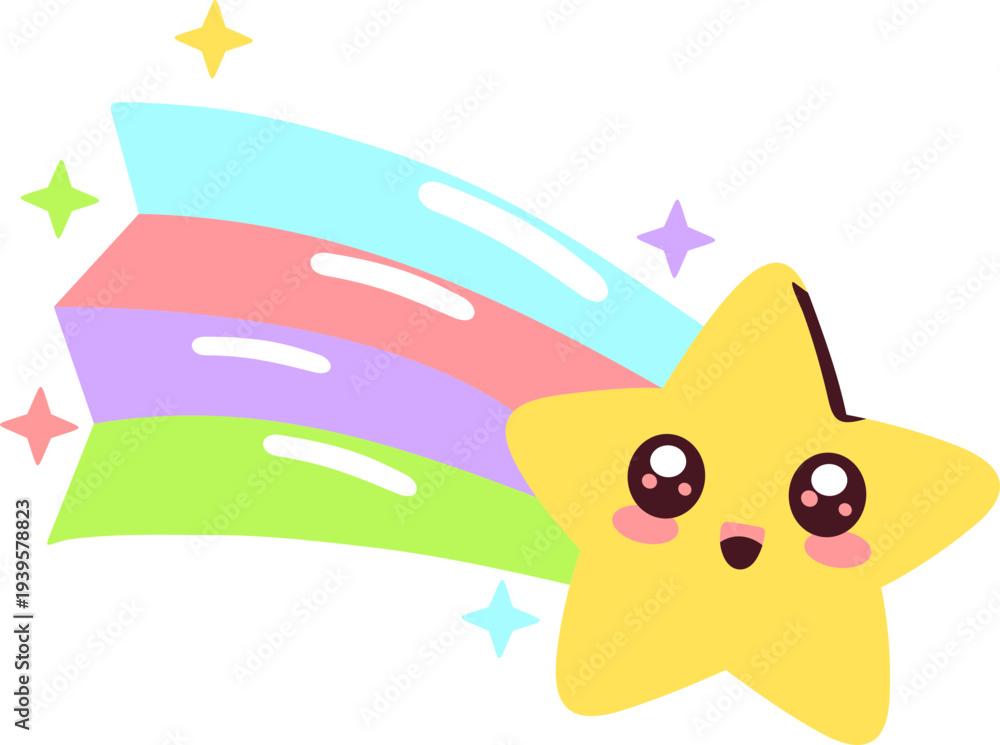 Obraz premium Cute Star With Rainbow Trail